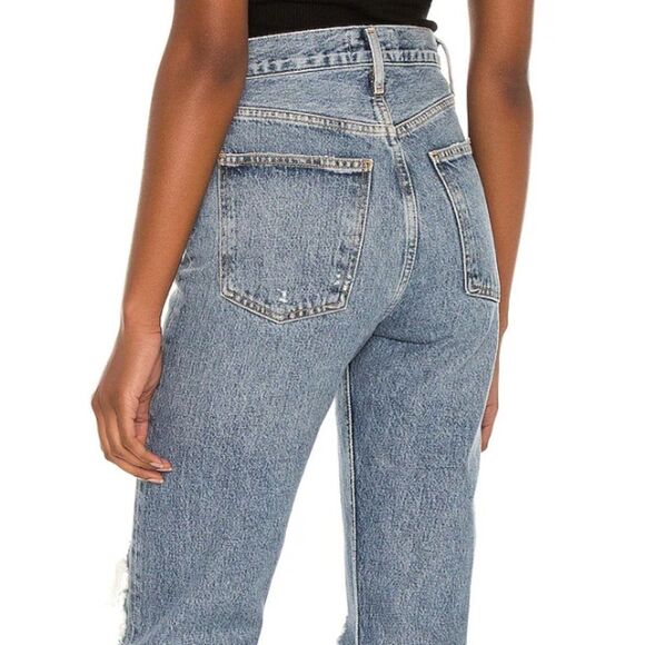 AGOLDE 28 Medium Vintage 90’s Mid Rise Loose Backdrop Denim Distressed Jeans - Picture 7 of 7